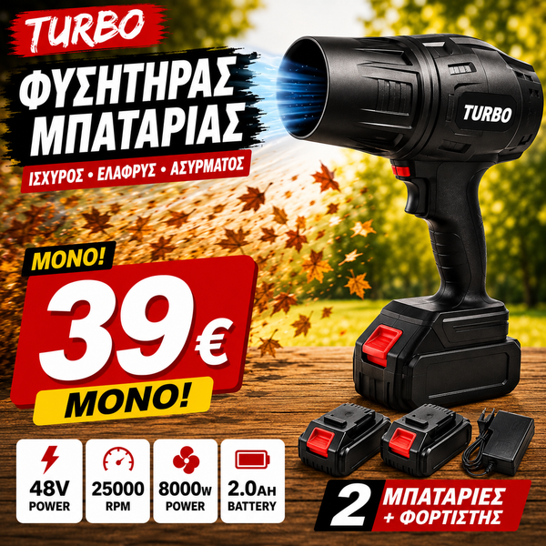 ΦΥΣΗΤΗΡΑΣ BS TIME ΜΕ ΤΟΥΡΜΠΙΝΑ, 2 ΜΠΑΤΑΡΙΕΣ ΚΑΙ ΦΟΡΤΙΣΤΗ